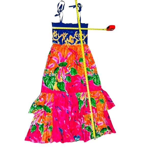 Ralph Lauren RARE Maxi Dress Tropical Rushed Adjustable/Waist Tired/Layers Sz 1X - Picture 13 of 15
